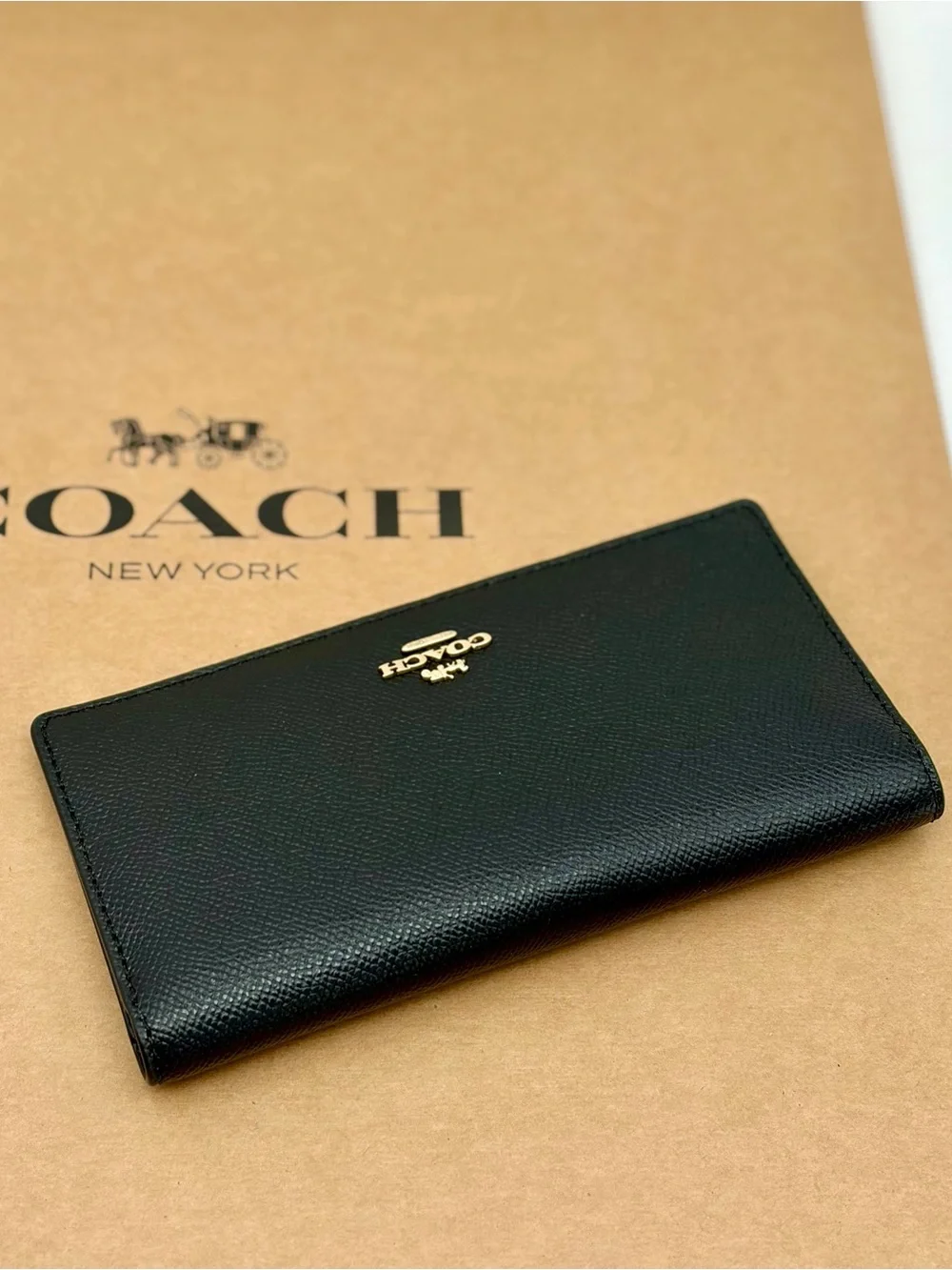 COACH Black Leather Bifold Wallet Black
